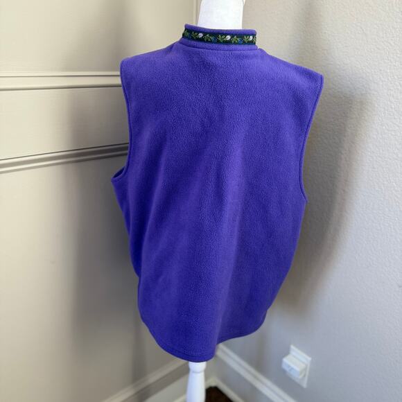 Simply Susan Purple Fleece Vest Ribbon Trim Zip Front Size L - Picture 3 of 4